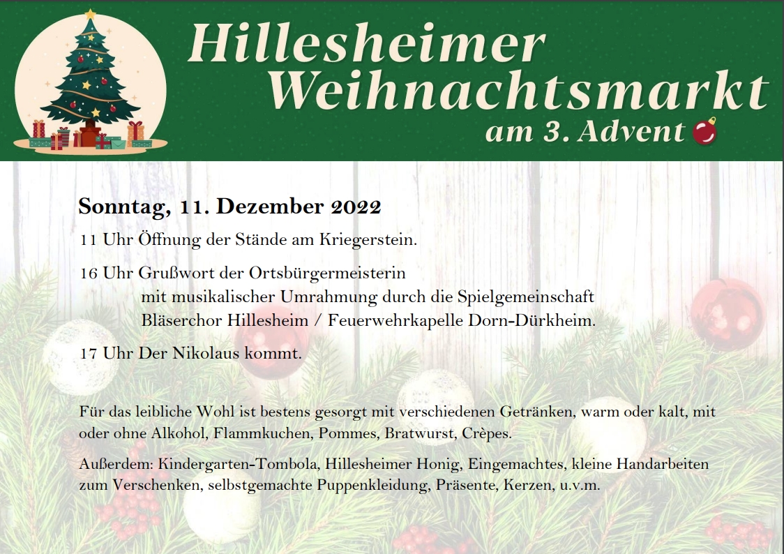 Hillesheim Weihnachtsmarkt2022 Programm
